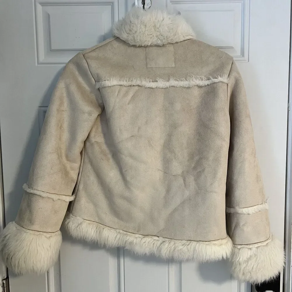 The Children's Place Tan Faux Suede Coat Girls-Size L (10-12)
